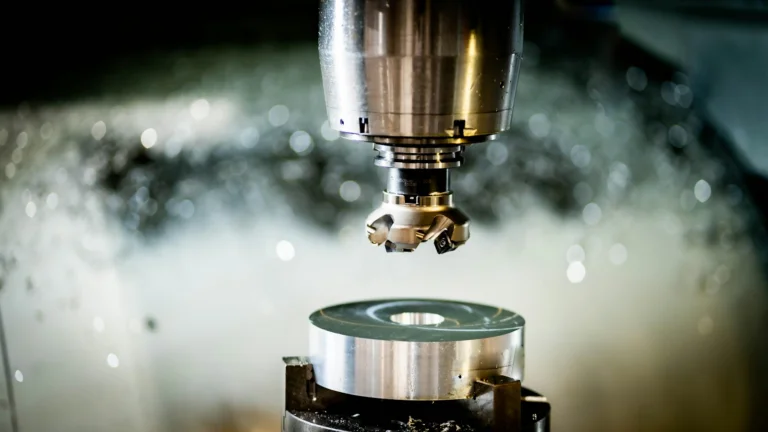 Торцевая фреза станка CNC над заготовкой